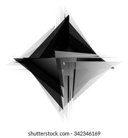 Abstract textured, edgy monochrome shape  / element. Vector art.