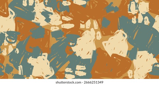 Abstract textured fantasy seamless pattern, hand drawn. Vibrant abstract background with bright brush strokes in vibrant colors. 