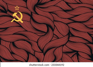 Abstract textured flag of Soviet Union. Vector colorful illustration.