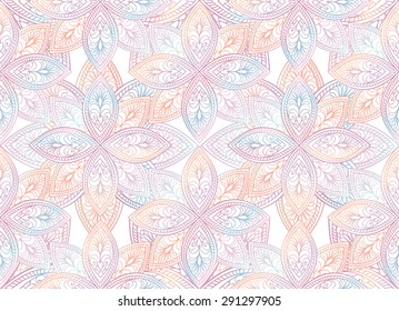 Abstract  textured floral seamless pattern. Geometric oriental ornament. Festive background.