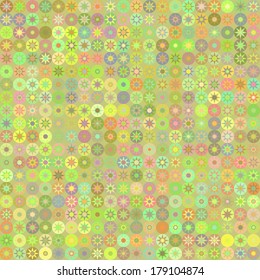 Abstract textured geometric seamless pattern.  Colored circles and stars. Vector. 