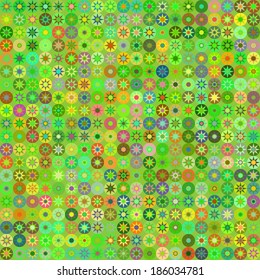 Abstract textured geometric seamless pattern. Colored circles and stars. Vector. 