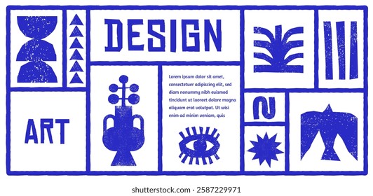Abstract textured hand drawn design. Africa, tribal art, design, craft and pottery concept illustrations. Abstract backgrounds, frames. Vector design