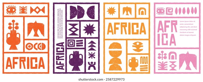 Abstract textured hand drawn design. Africa, tribal art, design, craft and pottery concept illustrations. Abstract backgrounds, frames. Vector design