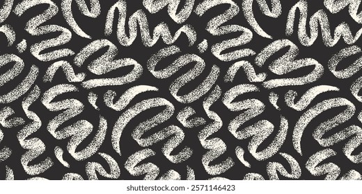 Abstract textured hand drawn swirl shapes background. Vector seamless pattern with artistic wavy lines. Minimalistic hand drawn backdrop.