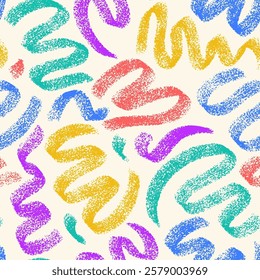 Abstract textured hand drawn swirl shapes background. Vector seamless pattern with artistic wavy lines. Minimalistic hand drawn backdrop.