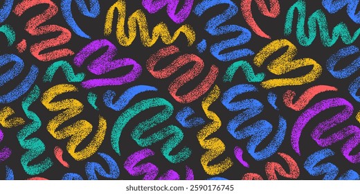 Abstract textured hand drawn swirl shapes background. Vector seamless pattern with artistic wavy lines. Artistic hand drawn backdrop.