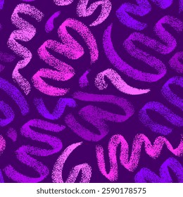 Abstract textured hand drawn swirl shapes background in shades of violet. Vector seamless pattern with artistic wavy lines. Artistic hand drawn backdrop.