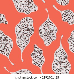 Abstract textured leaves, seamless pattern