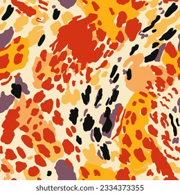 Abstract textured leopard skin seamless pattern. Creative animal fur wallpaper. Wild african cats camouflage background. Design for fabric, textile, wrapping paper, cover, poster. Vector Illustration