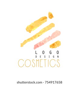 Abstract textured logo original design for cosmetics shop or boutique. Label with gentle colors. Beauty salon emblem concept.