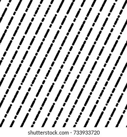 Abstract textured monochrome slanting lines seamless pattern.
Simple design diagonal dashed line background texture.
Black & white vector illustration.