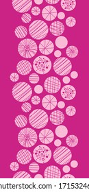Abstract textured pink circles vertical border seamless pattern background