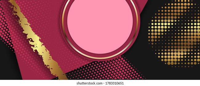 Abstract textured pink and gold elements details background with black and fancy shiny elements universal design dressing luminous color golden