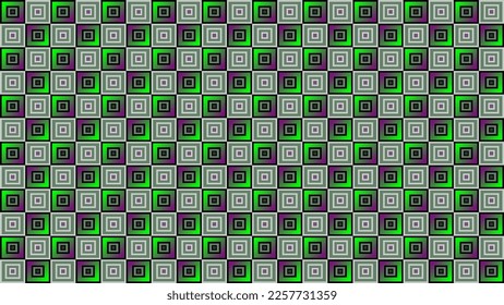Abstract textured polygon background design vector checkered combination with gradient color combination of green and purple, as well as squares within squares with gray color