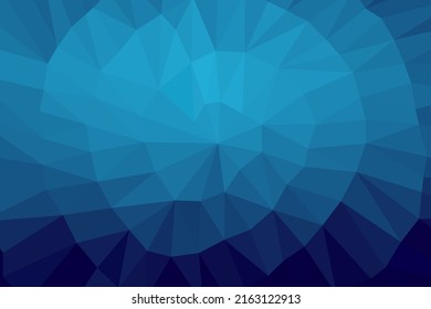 Resumen texturado de fondo poligonal. Ornamento geométrico abstracto azul oscuro con gradiente.Concepto gráfico para su diseño.Círculo poligonal espiral.