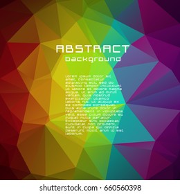 Abstract textured polygonal vector blurry triangle background. Multicolor, rainbow, red, blue, yellow green orange