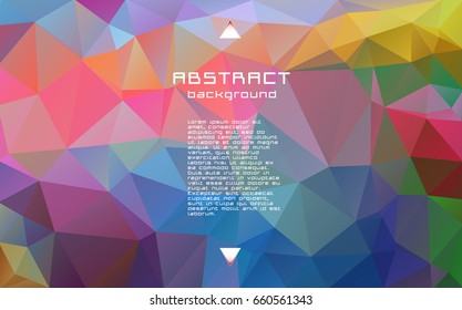 Abstract textured polygonal vector blurry triangle background. Multicolor, rainbow, red, blue, yellow green orange