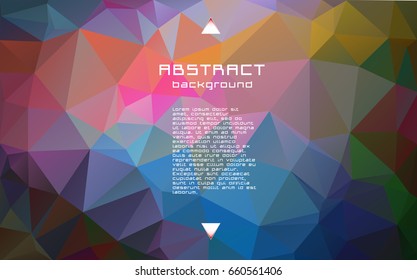 Abstract textured polygonal vector blurry triangle background. Multicolor, rainbow, red, blue, yellow green orange