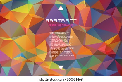 Abstract textured polygonal vector blurry triangle background. Multicolor, rainbow, red, blue, yellow green orange