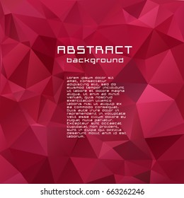 Abstract textured polygonal vector motley triangle background. Celebration, greeting, postcard. Crimson, brown, red darkred firebrick