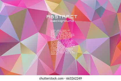Abstract textured polygonal vector motley triangle background. Multicolor, pink, yellow, red
