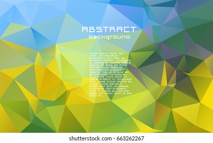 Abstract textured polygonal vector motley triangle background. Blue, yellow, green