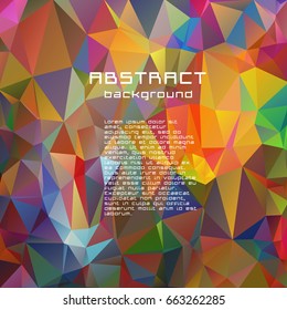 Abstract textured polygonal vector motley triangle background. Multicolor, rainbow, red, blue, yellow green