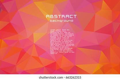 Abstract textured polygonal vector motley triangle background. Multicolor, pink, yellow, red