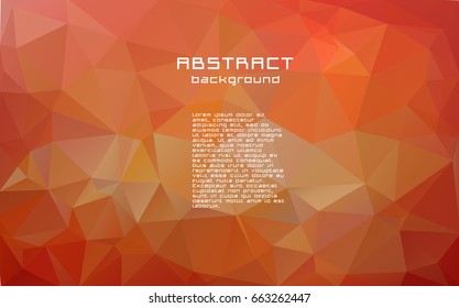 Abstract textured polygonal vector motley triangle background. Orange, red