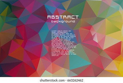 Abstract textured polygonal vector motley triangle background. Multicolor, rainbow, red, blue, yellow green