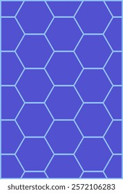 Abstract textured poster. Blue honeycomb ornament. Back to hippie era. Retro wallpaper or texture. Repeating design element, seamless pattern. Brochure or booklet. Flat vector illustration