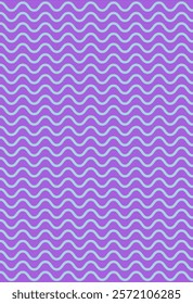 Abstract textured poster. Blue waves at violet backdrop. Back to hippie era. Retro wallpaper or texture. Repeating design element, seamless pattern. Flat vector illustration