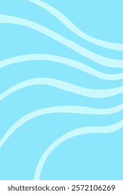 Abstract textured poster. Wavy lines at blue backdrop. Minimalistic creativity and art. Brochure or booklet. Repeating design element, seamless pattern. Flat vector illustration