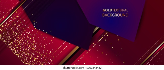 Abstract textured red background with black and fancy shiny elements universal design dressing luminous color golden
