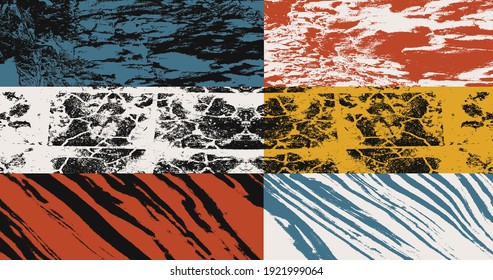 Abstrakter strukturierter Retrohintergrund.  Sammlung von Grunge-Texturen. Vintage-Muskelkollage.