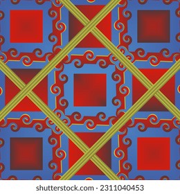 Abstract textured seamless background in blue and red colors