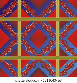 Abstract textured seamless background in blue and red colors