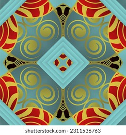 Abstract textured seamless background in blue and red colors