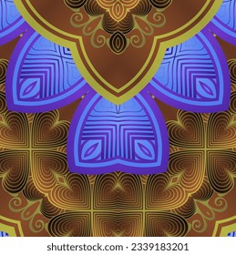 Abstract textured seamless background in blue brown color