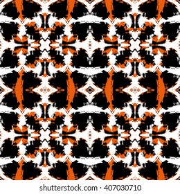 Abstract textured seamless background with ornamental pattern in Vector. Grunge texture. Black White and orange colors wallpapers. Grungy background