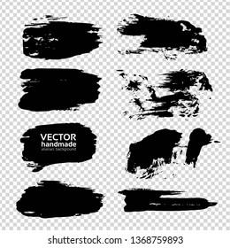 Abstract textured smooth strokes set on imitation transparent background