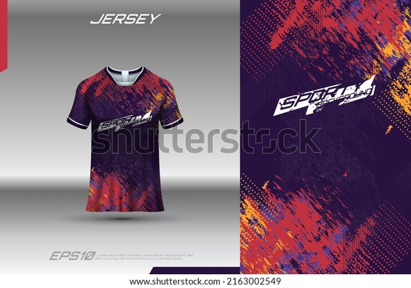 Abstract textured sports jersey design t-shirt\
for racing, football, gaming, motocross, cycling. Mockup vector\
design template.