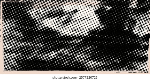 Abstract Textured Square Dotted Halftone Retro Paper Print Texture Frame Vector eps 10