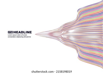 Abstract textured vector background of colorful lines in wavy motion reaching into the distance