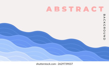 Abstract textured wave lines pattern background. Template for your design in japanese-style, blue line wavy concept. Minimal style backdrop, poster, flyer. Simple concept of sea or ocean. Vector