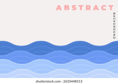 Abstract textured wave lines pattern background. Template for your design in japanese-style,blue line wavy concept. Minimal style backdrop, poster, flyer,banner. Simple concept of sea or ocean. Vector