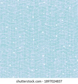 Abstract Textured Wave Pattern With Dot. Seamless Vector Repeat Background. Blue Design With Iregular Grunge Texture, Wavy Line And Dot. Close Up, All Over Repeat. Interior Design, Home Decor