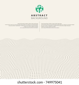 Abstract textured wave rough black dot pattern perspective on white background. Vector illustration