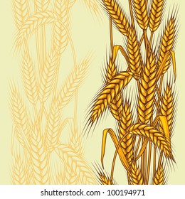 Abstract textured wheat field. Seamless pattern. Vector.